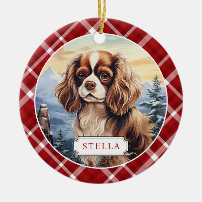 Cocker Spaniel Ceramic Circle Ornament (Front)