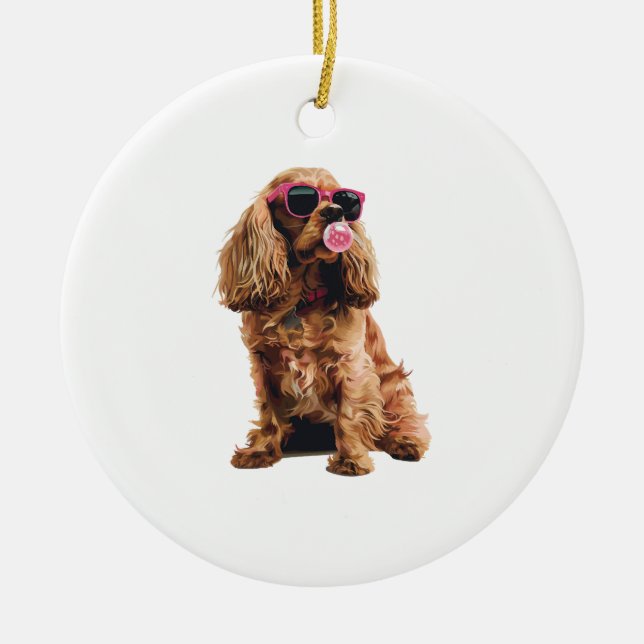 Cocker Spaniel Ceramic Tree Decoration (Front)
