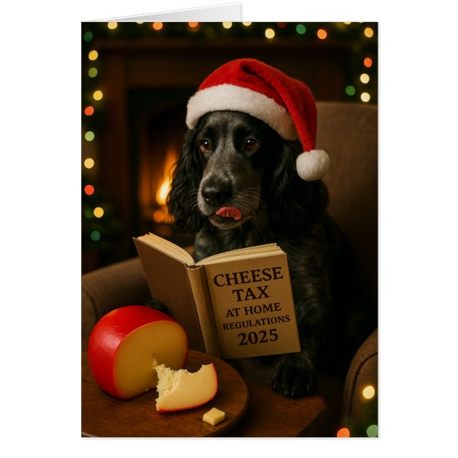 Cocker spaniel  'Cheese Tax' Christmas card (Front)