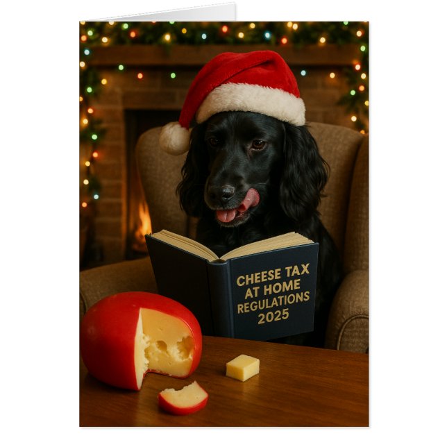 Cocker spaniel  'Cheese Tax' Christmas card (Front)