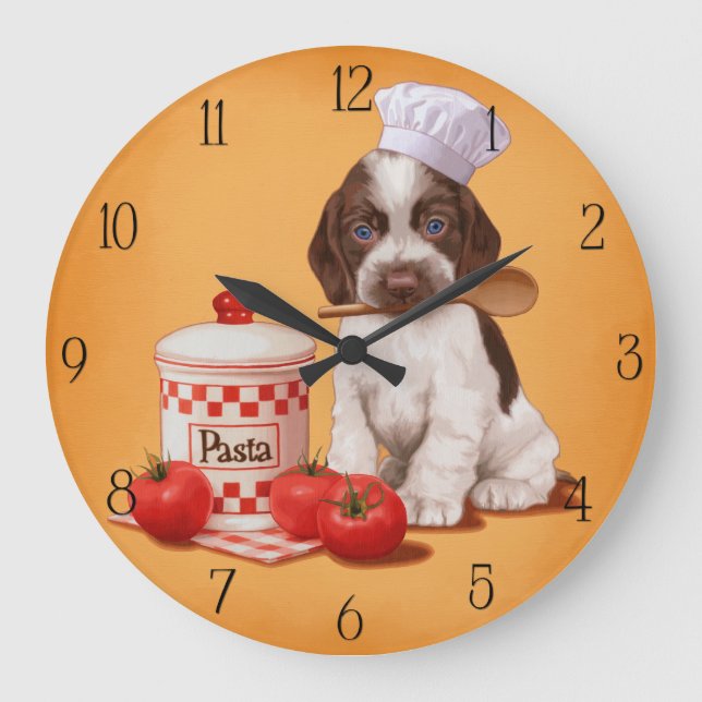 Cocker Spaniel Chef design Large Clock (Front)