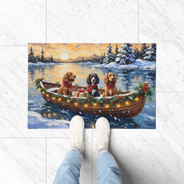 Cocker Spaniel Christmas Boat Holiday Doormat (Indoor)
