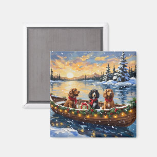 Cocker Spaniel Christmas Boat Holiday Magnet