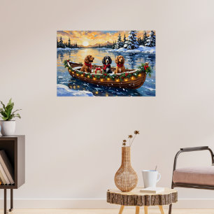 Cocker Spaniel Christmas Boat Holiday Poster