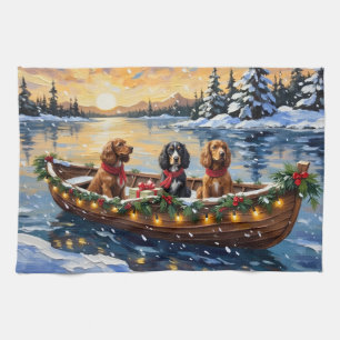 Cocker Spaniel Christmas Boat Holiday Tea Towel