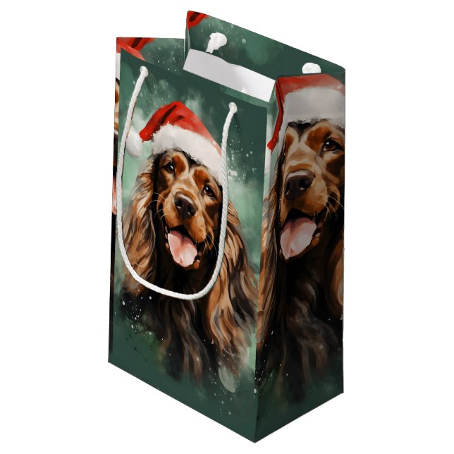 Cocker Spaniel Christmas brush painting artwork Small Gift Bag (Back Angled)