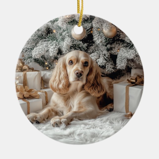 Cocker Spaniel Christmas Ceramic Tree Decoration (Front)
