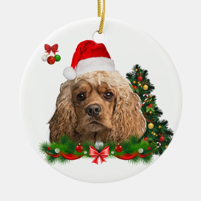 Cocker spaniel Christmas  Ceramic Tree Decoration (Front)