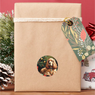 Cocker Spaniel Christmas Classic Round Sticker