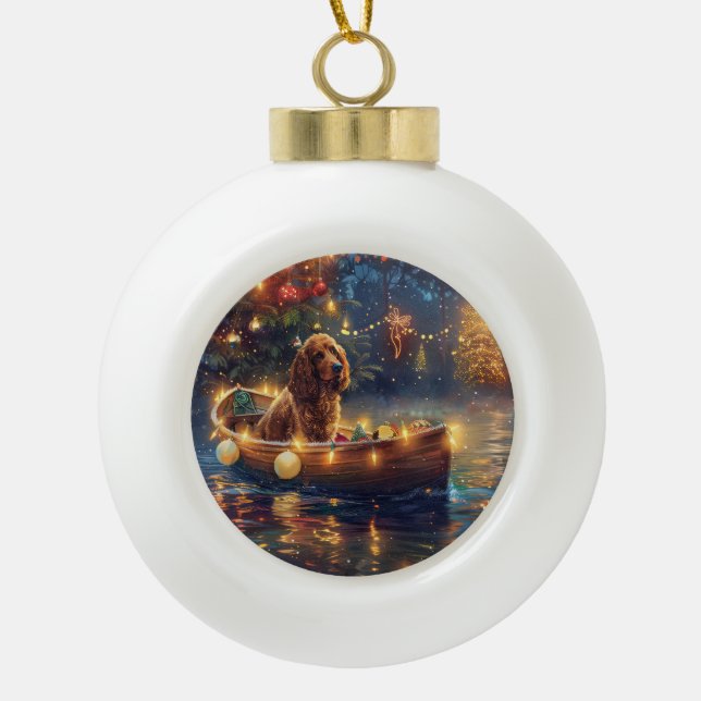 Cocker Spaniel Christmas Festive Voyage Ceramic Ball Christmas Ornament (Front)