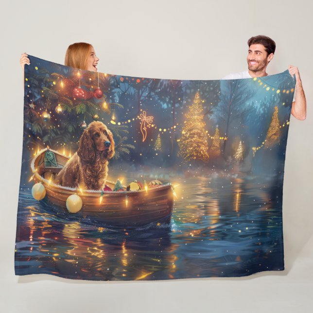 Cocker Spaniel Christmas Festive Voyage Fleece Blanket (In Situ)