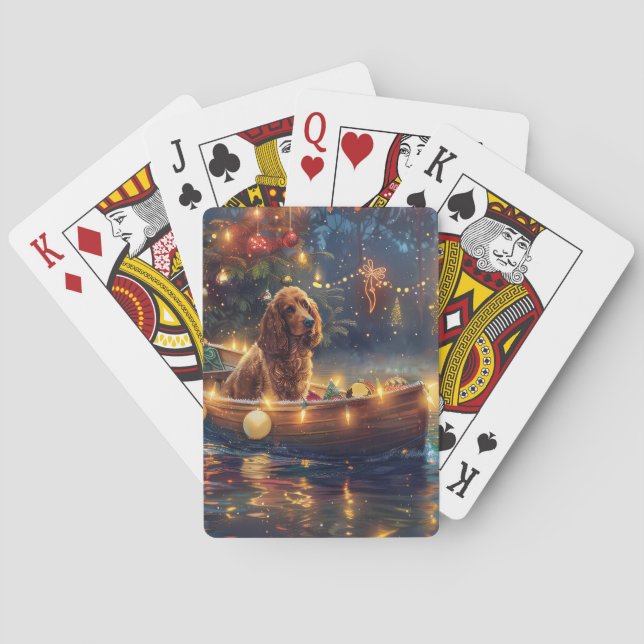 Cocker Spaniel Christmas Festive Voyage Playing Cards (Back)