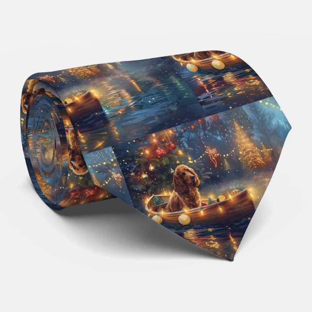 Cocker Spaniel Christmas Festive Voyage Tie (Rolled)