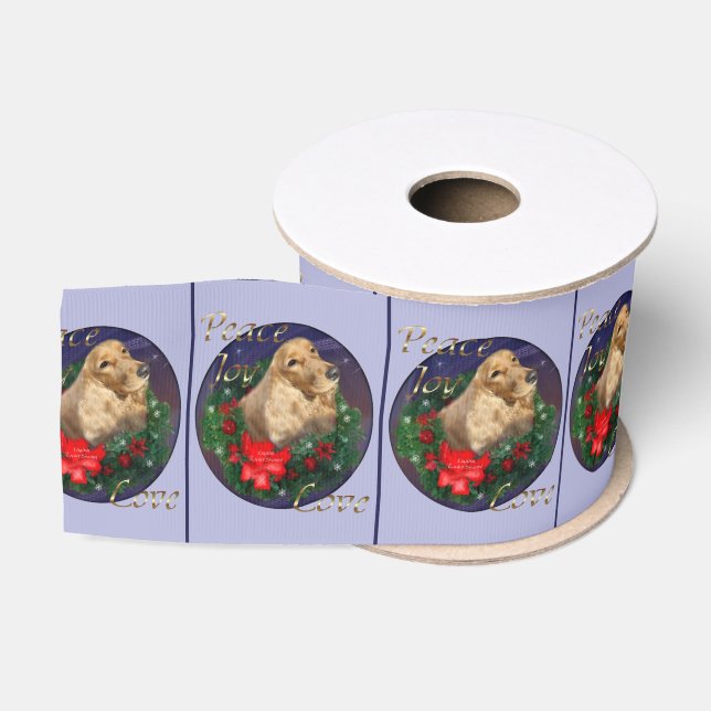 Cocker Spaniel Christmas Grosgrain Ribbon (Spool)
