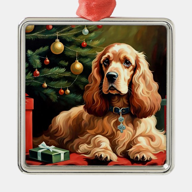 Cocker Spaniel Christmas Metal Tree Decoration (Front)