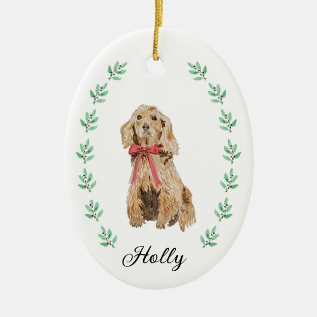 Cocker Spaniel Christmas Ornament (Front)
