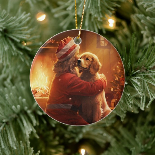 Cocker Spaniel Christmas Ornament, Fireman Pet  Ceramic Tree Decoration (Tree)