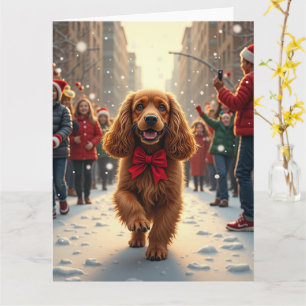 Cocker Spaniel Christmas Parade Holiday Painting Card