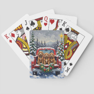 Cocker Spaniel Christmas Red Truck Holiday Playing Cards