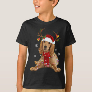 Cocker Spaniel Christmas Reindeer Christmas Lights T-Shirt