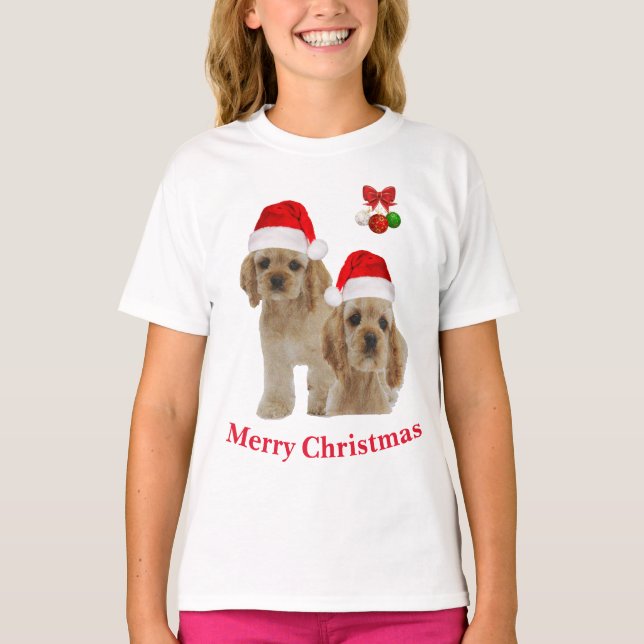 Cocker spaniel Christmas T-Shirt (Front)