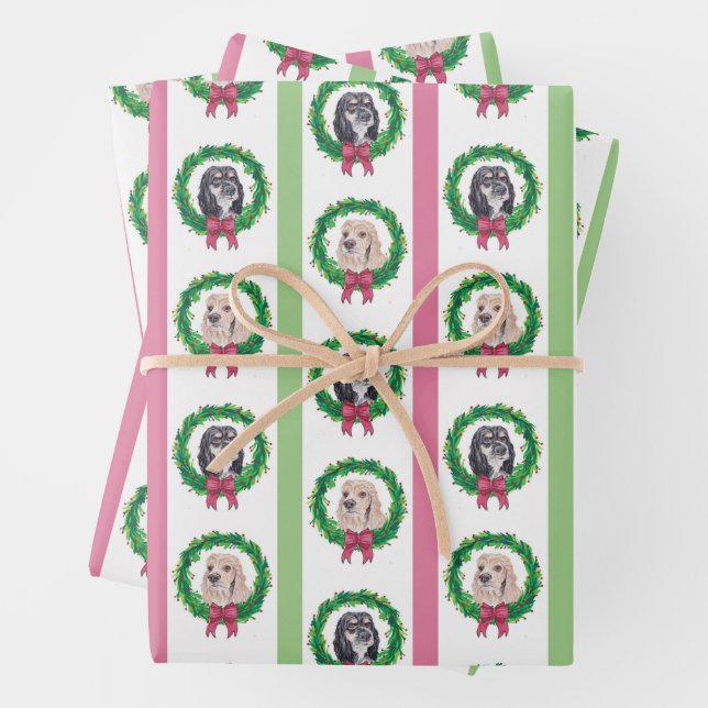 Cocker Spaniel Christmas Wrapping Paper (In situ)
