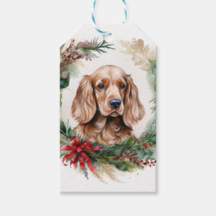 Cocker Spaniel Christmas Wreath Festive Pup Gift Tags