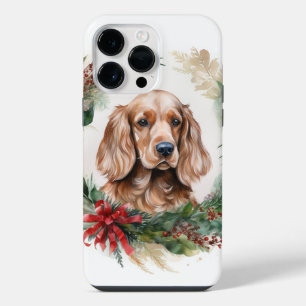 Cocker Spaniel Christmas Wreath Festive Pup iPhone 14 Pro Max Case