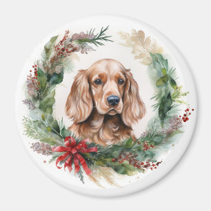 Cocker Spaniel Christmas Wreath Festive Pup  Magnet