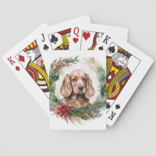 Cocker Spaniel Christmas Wreath Festive Pup Playing Cards