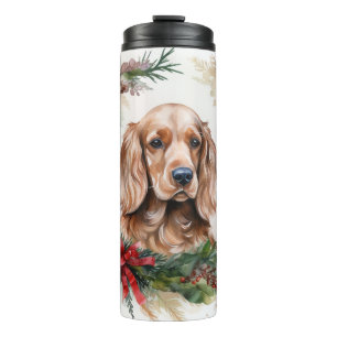 Cocker Spaniel Christmas Wreath Festive Pup  Thermal Tumbler