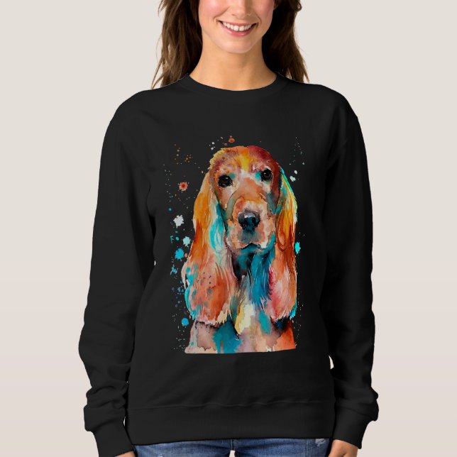 Cocker Spaniel Cockerspaniel Watercolor Graphic De Sweatshirt (Front)