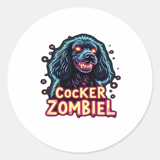 Cocker Spaniel Cockie Zombie Dog Halloween Essenti Classic Round Sticker (Front)
