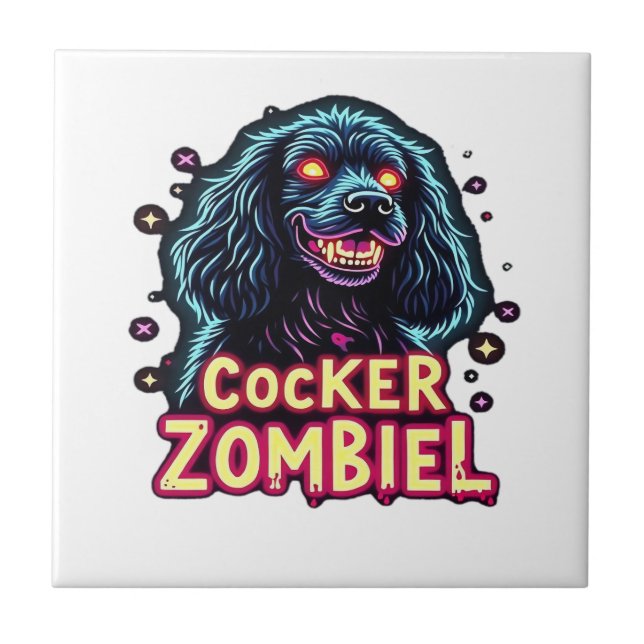 Cocker Spaniel Cockie Zombie Dog Halloween Essenti Tile (Front)