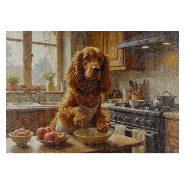 Cocker Spaniel Cooking in Kitchen Cutting Board (Front)