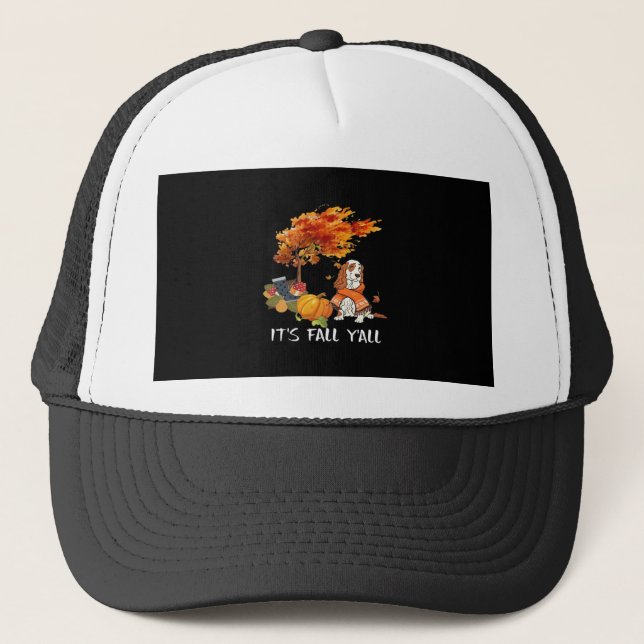 Cocker Spaniel Costume Autumn It’s Fall Y’all Trucker Hat (Front)