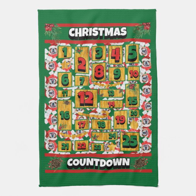 Cocker Spaniel Countdown Christmas Advent Calendar Tea Towel (Vertical)