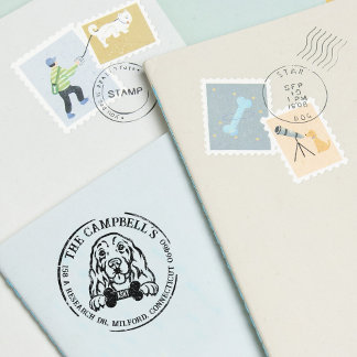 Cocker Spaniel Custom Family Return Address Rubber Stamp