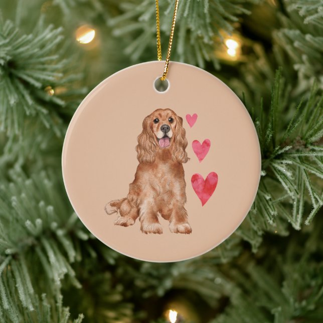 Cocker Spaniel Customisable Pet Name Ceramic Tree Decoration (Tree)