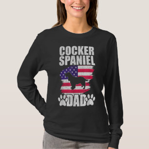 Cocker Spaniel Dad Dog Lover American US Flag T-Shirt
