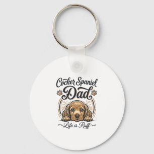 Cocker Spaniel Dad Life Is Ruff Vintage Dog Shirt_ Key Ring