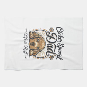 Cocker Spaniel Dad Life Is Ruff Vintage Dog Shirt_ Tea Towel