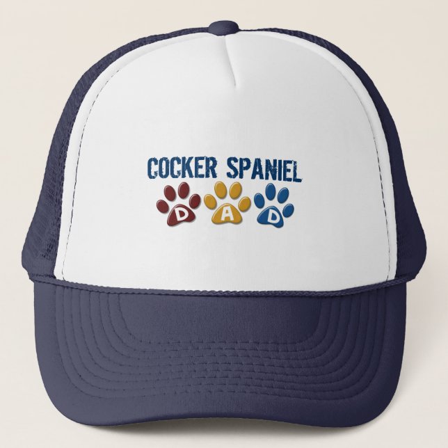 COCKER SPANIEL Dad Paw Print 1 Trucker Hat (Front)