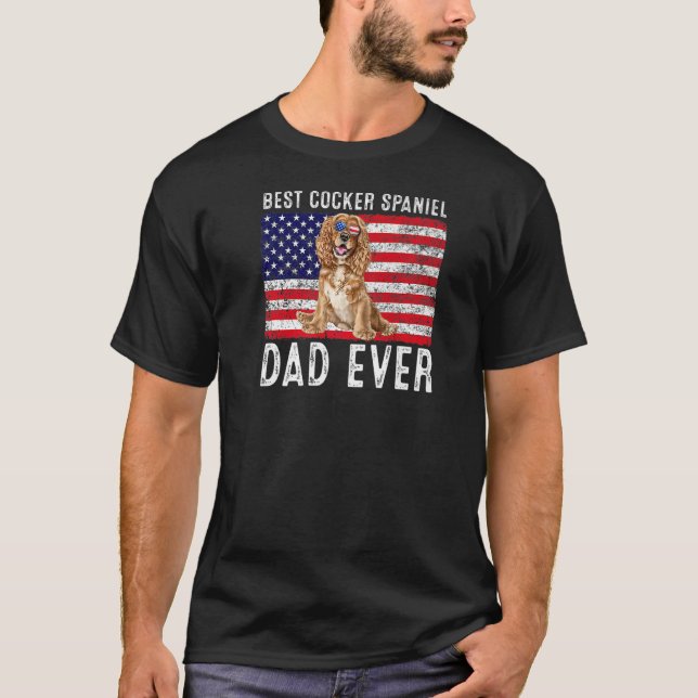 Cocker Spaniel Dad Usa American Flag Cocker Spanie T-Shirt (Front)