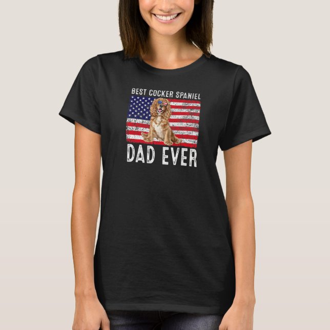 Cocker Spaniel Dad Usa American Flag Cocker Spanie T-Shirt (Front)