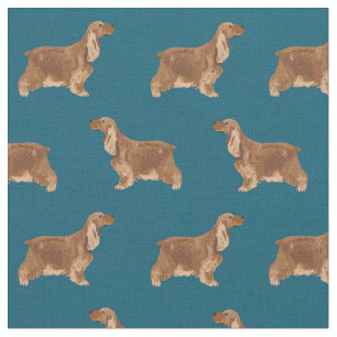 Cocker Spaniel dark blue pattern Fabric