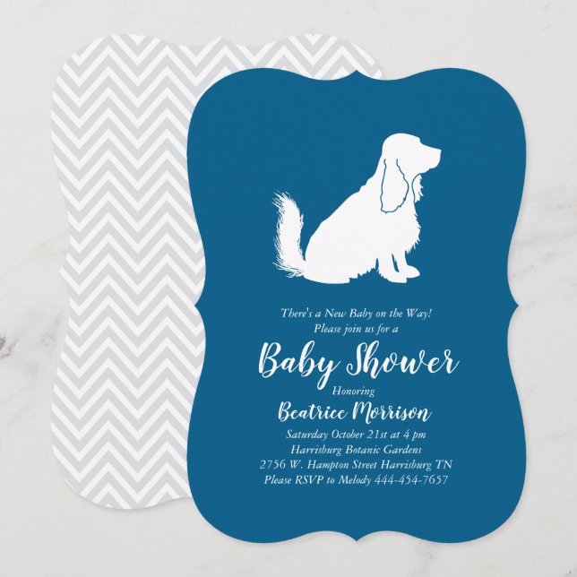 Cocker Spaniel Dog Baby Shower Boy Blue Invitation (Front/Back)
