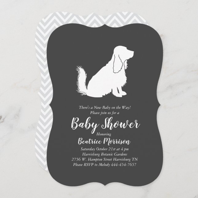 Cocker Spaniel Dog Baby Shower Gender Neutral Invitation (Front/Back)