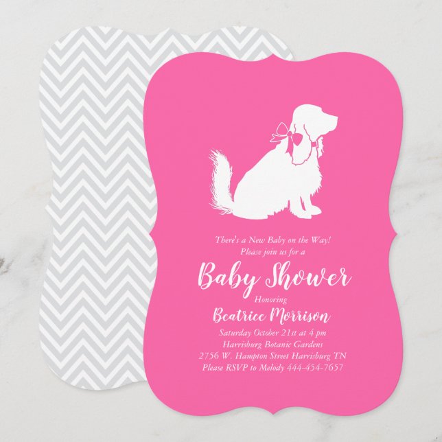 Cocker Spaniel Dog Baby Shower Girl Pink Invitation (Front/Back)