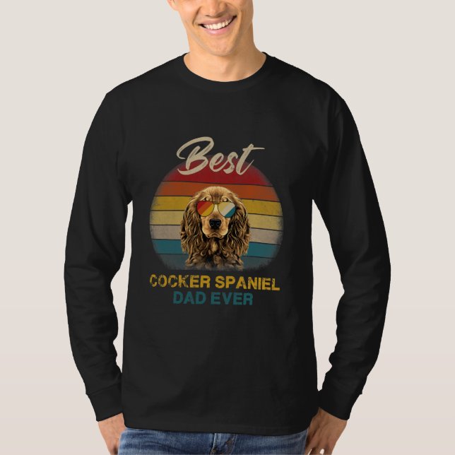 Cocker Spaniel Dog Best Dad Ever Father Day Retro T-Shirt (Front)